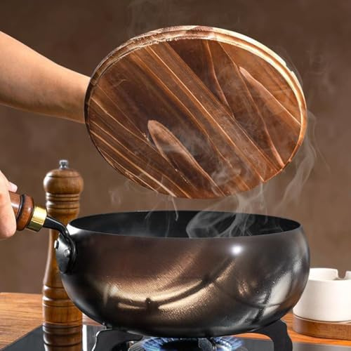 NiuLumea Iron Big Belly Pot - Sartén de hierro fundido forjado a mano con paredes gruesas y base pesada para una retención superior del calor, cocción versátil, desde cocción lenta hasta freír a alta
