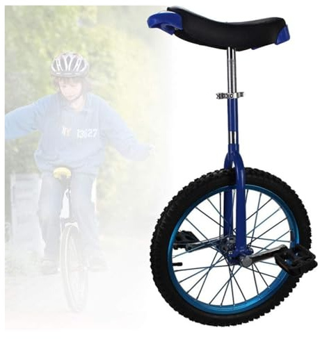 SFQEVHRZ Monociclo, Ruote Antiscivolo da 16/18/20 Pollici con Cerchio in Lega, Pneumatico Extra Spesso, Sedile Regolabile(Blue,16inch)
