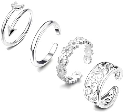 JWIGP 925 sterlingsilver tåringar set för kvinnor – minimalistiska 14K guldpläterade öppna justerbara band, enkla strandfotsmycken för sommaren