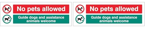 Caledonia Signs 25497G No pets allowed Guide dogs and assistance animals welcome Self Adhesive Vinyl Sign (Pack of 2)
