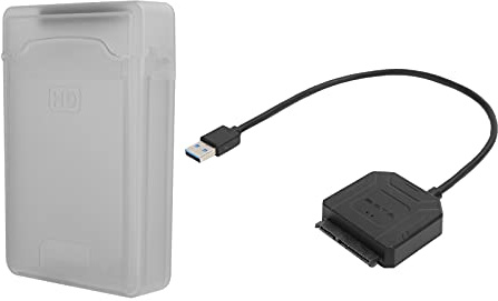 LKRPOUTYR Adaptador SATA a USB 3.0 para discos SSD y HDD de 2,5 pulgadas y 3,5 pulgadas, cable para disco duro con caja de protección, convertidor USB 3.0 a SATA con soporte UASP de hasta 6 (Gris)