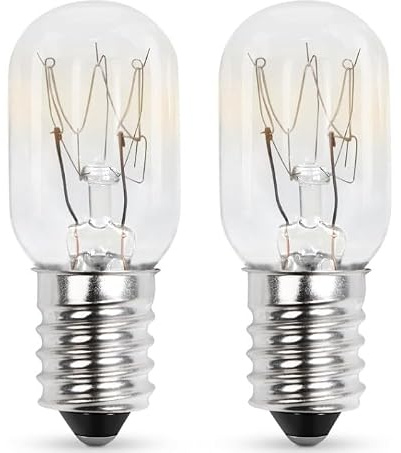 Jecdfs 2 Stück Kühlschranklampe 15W E14, T20 Glühbirne 2700K Warmweiß, 230V Dimmbare Ersatzbirne für Gefrierschrank, Salzlampe, Nähmaschine und Kühlschrank