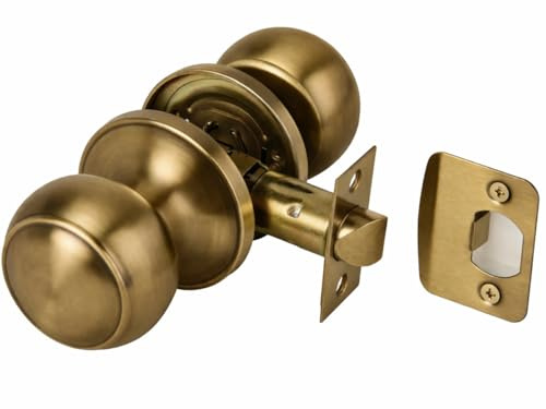 Hunta HANDLEZONE® Riva Passage Door Knobset, Non-Locking Interior Door Knobs, Adjustable 60-70mm Latch, 1 Set - Antique Bronze
