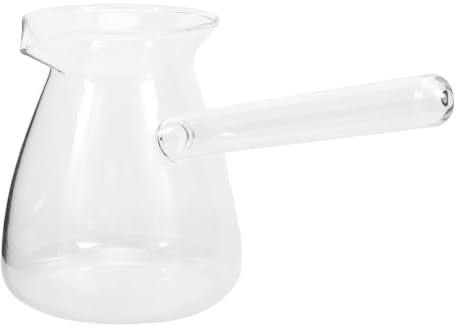 HOOTNEE Turkish Coffee Pot Glass 350ml Heat Resistant Borosilicate Glass Jug with Smooth Handle for Home Decoration and Beverages