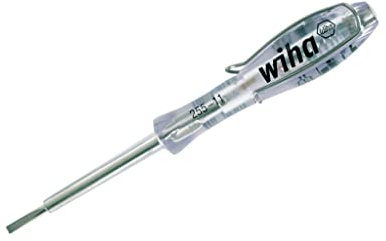 Wiha 25511 Insulated Single Pole Voltage Presence Detector with Amber LED Light, 110-250 Volts with 3.0mm Slotted Blade
