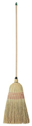 Leborgne, Balai d'Extérieur En Paille de Riz, 6 Fils, Léger, Manche Bois, Pour ramasser les poussières, Balayage sur sol sec ou humide, Utilisé par les services de propreté urbaine