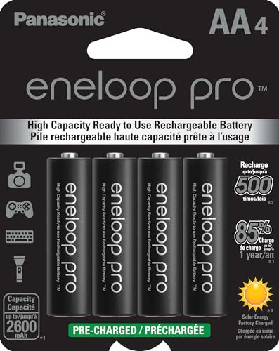 4 Pack AA Panasonic Eneloop Pro 2550mAh High Capacity Rechargeable Batteries
