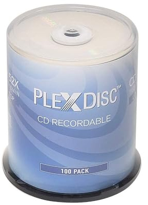 PlexDisc CD-R 700MB 80 Minute 52x Recordable - 100 Pack Cake Box (FFP) 631-805-BX, 100 Discs