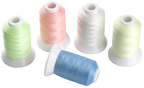Simthread 5 Spulen 500 m Leuchtgarn für Brother, Babylock, Janome, Singer, Kenmore, Stickereimaschine