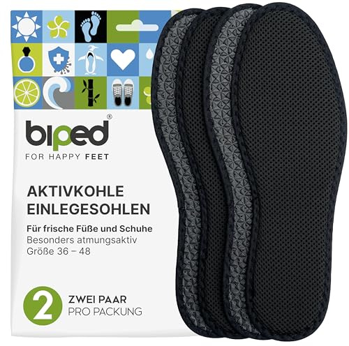 biped 2 par sulor med aktivt kol - Hygienisk fräschör för sneakers, sport- och arbetsskor - Mot svettiga fötter - Tvättbara z1017(37)