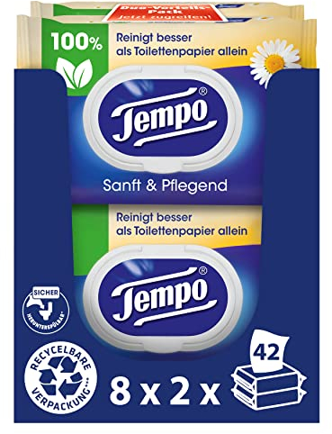 Tempo Carta igienica umide delicatamente e curativo, 16 X 42 Panni