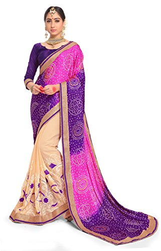 HEART N SOUL Sari de Bollywood indio para mujer con bordado de georgette sintético sari l tradicional de boda con blusa sin costuras, Multi-2, talla única