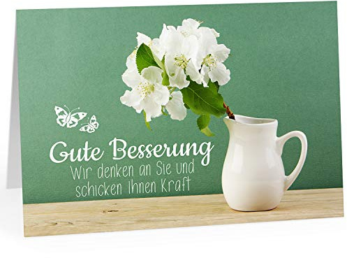 Große Grußkarte XXL (A4) Gute Besserung/Wir denken an SIE/mit Umschlag/Edle Design Klappkarte/Krank/Gesundheit/im Krankenhaus/Extra Groß/Edle Maxi Genesungskarte