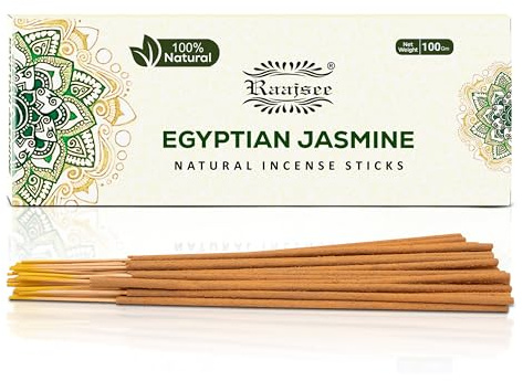 Raajsee Jasmine Flower Natural Incense Sticks 100 Gm Pack-100% Pure Organic Natural Hand Rolled Free from Chemicals-Perfect for Church,Aroma Therapy,Relaxation,Meditation,Positivity,Healing 100gm Pack