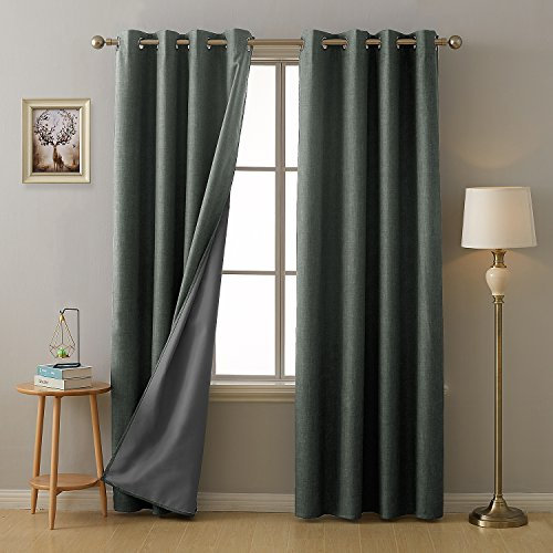 Deconovo Solid Thermal Insulated Blackout Curtains with 3 Pass Energy Efficient Coating Window Treatments Eyelet Curtains for Bedroom Dark Grey W46xL90 Inch 1 Pair