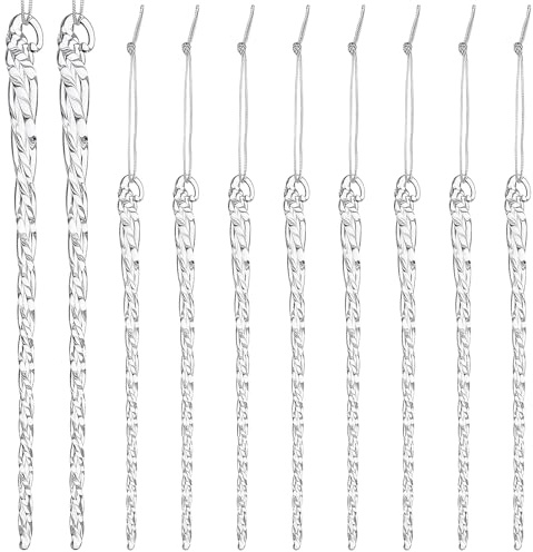 NUOBESTY Glass Icicle Ornaments Clear Icicles for Christmas Tree 10PCS s Drop Ornament Xmas Tree Hanging Pendant Drops Holiday Decor DIY Garden Party Wedding