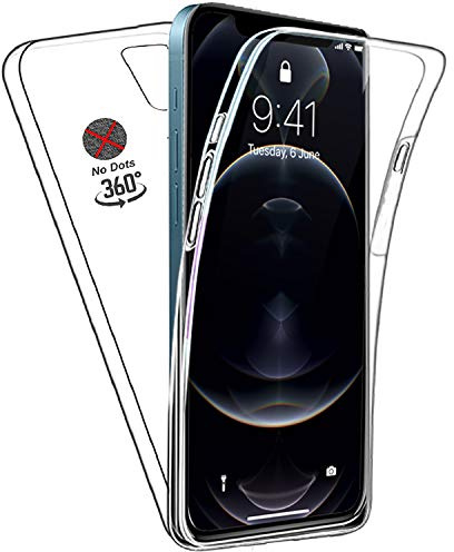For iPhone 12 Pro Case Clear Front and Back 360° Protection Silicone | Soft 2 in 1 Transparent Bumper TPU Gel Case Cover, Full Protection Slim, 6.1 inch
