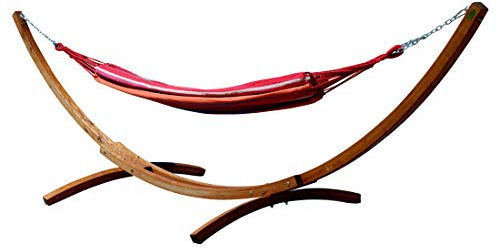 ALEOS. 400cm Hängematte mit Gestell Holz Lärche Hängematte 120x200cm Mona