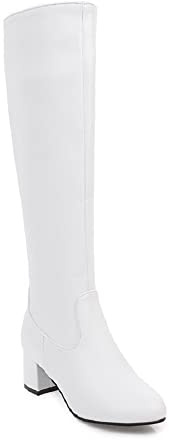 T3-72 - Stivali sintetici alla moda, con tacco medio, con tacco da 5 cm, facili da camminare, casual, da donna, taglia grande, t3-72