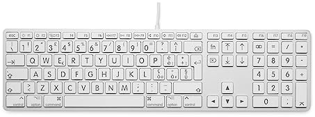 LMP – Tastiera USB Italiana (QWERTY) a Caratteri Grandi con tastierino numerico – Copertura superiore in alluminio e 2 porte USB-A – Compatibile con Mac (Silver)