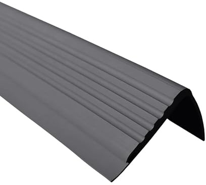 Quest Treppenkantenprofil Selbstklebend 48x42mm, PVC Kunststoff Antirutsch-Profil für Treppenkanten, PMW – dunkelgrau, 150cm