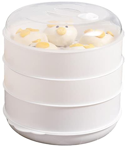 HINAA Mikrowellen-Dampfgarer für Lebensmittel, Gemüse, mit Deckel, Mikrowellen-Kochtopf für Küche, 1-3 Etagen