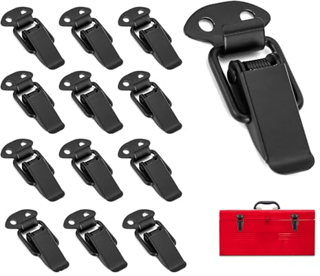 12 Pièces Verrou à Bascule à Ressort, Fermeture à Ressort Loquet, Loquet à Ressort Avec Crochet, Fermeture à Levier Moraillon, Serrure à Ressort en Acier Inoxydable, pour Tiroirs, Armoires, Boîtes