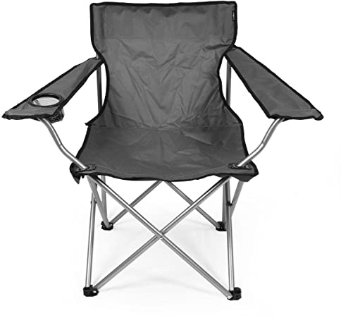 ASAB Folding Beach Chair Lightweight Camping Chair for Adults Comfortable Backrest Cup Holder Outdoor Garden Fishing Comfy Camping Beach Fold Up Deck Chair Portable Holds up to 100kg (Slate Grey)