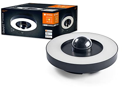 LEDVANCE SMART+ Outdoor-Wand- & Deckenleuchte + Kamera, warmweißes LED-Licht (3000K), hochwertiges Polycarbonatgehäuse in dunkelgrau, integrierter Lautsprecher, Memory Card, smarte WIFI-Technologie