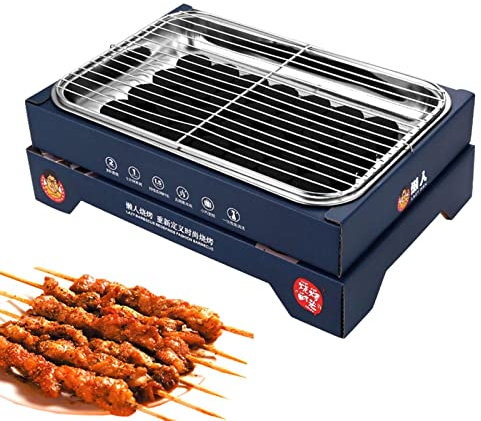 LINGJIONG 3 st omedelbar grill – Engångsgrill, bärbara kolgrillar, biologiskt nedbrytbara utomhusgrill | spett grill hibachi grill för camping, matlagning och bakgårdsgrill