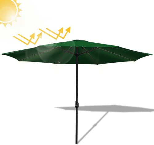 Joparri Sonnenschirm Grün Ø 350 cm mit Kurbel| Ampelschirm Gartenschirm Sonnenschutz UV Schutz 50+ Aluminium | Kurbelschirm Marktschirm wasserdicht