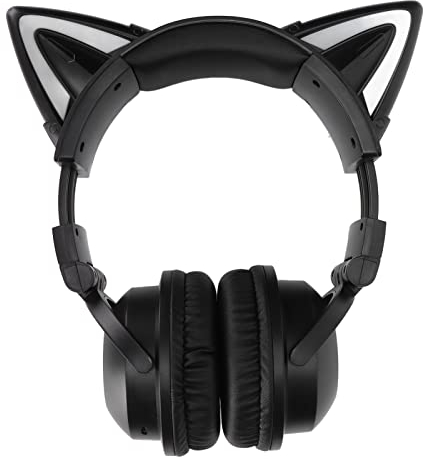 Auricolare Bluetooth con Orecchie di Gatto, Cuffie da Gioco Wireless Bluetrumv5.0 con Microfono e Luce LED Colorata, Cuffie Stereo per Gatti Carine, Connessione a Doppia modalità,