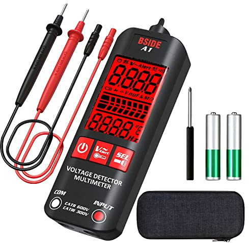 BSIDE A1 Voltage Tester 3-Results Display Non-Contact Voltage Detector Pen, Integrated Multimeter, Dual Range AC 6V-1000V/90V-1000V Electrical Sensor V-Alert Live Wire Checker with Protect Case