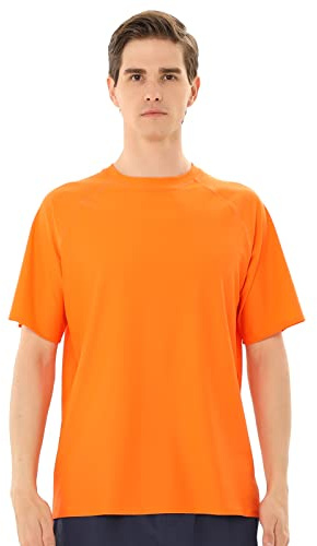 TIZAX UV Badeshirt Herren Kurzarm Schwimmshirt Rash Guards UPF50+ Sonnenschutz Männer Wassersport T-Shirt Schnelltrocknend