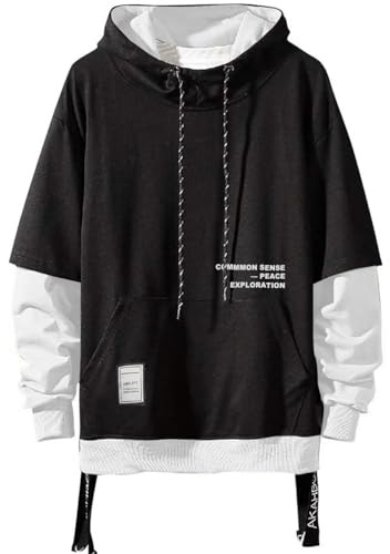 Moshtashio herr huvtröja pullover tröja för män lapptäcke med kontrasterande färg med huva långärmad topp