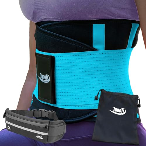 InnoTi Rückenbandage Herren & Damen - Rückenstützgürtel zur Stabilisierung der Lendenwirbel beim Sport und Arbeit - Kompression mit Doppelte Verstellbänder