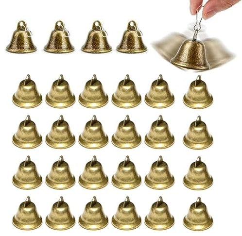Glöckchen zum Basteln,30 Stück Bronze Vintage Kleine Glöckchen zum Basteln mit Karabinerhaken Weihnachts Glocken für Christbaumschmuck Hochzeiten Windspiele DIY Festliche Dekoration Hundetraining