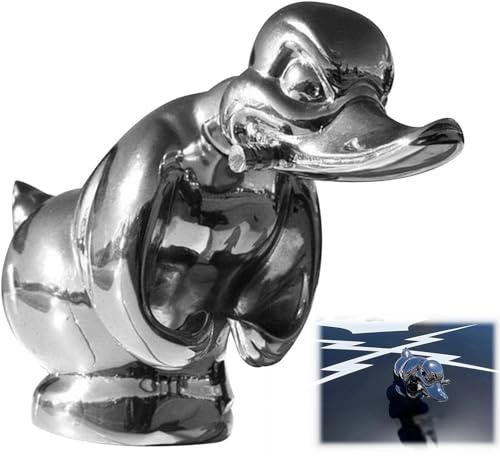 Angry Rubber Duck Hood Ornament, 3D Funny Auto Ornament, Wütende Gummiente Kühlerfigur für Auto, Wanddekoration (Silber)