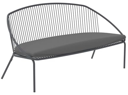 MONDO VIRO un mondo a casa tua Mondo Viro Gartensofa aus Metall Aria, stapelbare Lounge-Bank, 160 x 81 cm, 85 cm (antikes Grau - Anthrazit)