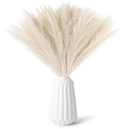 30 Stücke Pampasgras Trockenblumen Gelb,Naturalnh Künstlicher Pampasgras,Deko Pampas Gras Flauschig,Künstlich,Trockenblumen Deko Boho for Hochzeit und Heimdekoration