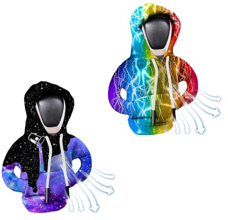 WUSANNA 2 Stück Schaltknauf Hoodie, Lightning Modell Hoodie Schaltknauf Sternenhimmel Modell Schalthebel Lustige Schalthebeldekoration, Schalthebel Autoknaufabdeckung für Autodekoration