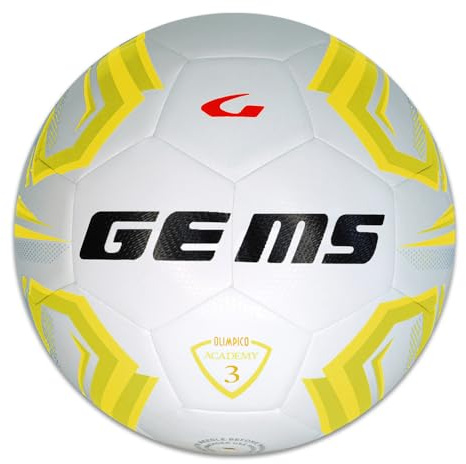 GEMS UN07-0307 Olympischer Academy Fußball, Fußball, Futsal, Weiß/Gelb, Größe 3