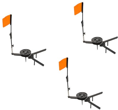 DONGKER Ice Fishing Tip Ups, 3 Stuck Eisangel-Tip-Ups Ausrüstung, Faltbare Eisangelrute mit orangefarbenen Rutenflaggen für Angelzubehör
