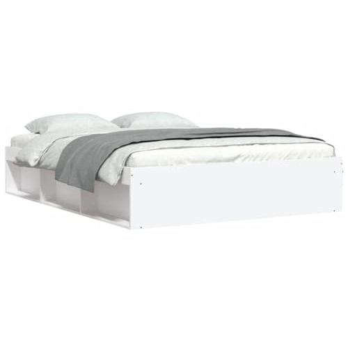 ZQQLVOO Bed Frame Lattenrost Palettenbett Bodenbett Bettgestell Weiß 140x200 cm