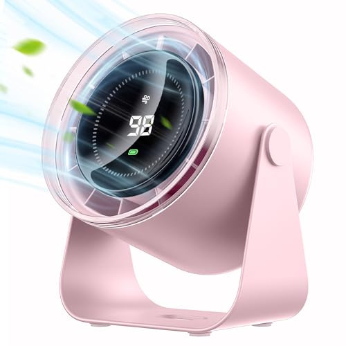 WSKEN Desk Fan with Battery Operated - Matte Quiet Digital Display,100 Speeds 115° Tilt Portable Cooling Rechargeable Fans for Office, Bedroom, Home, Outdoor