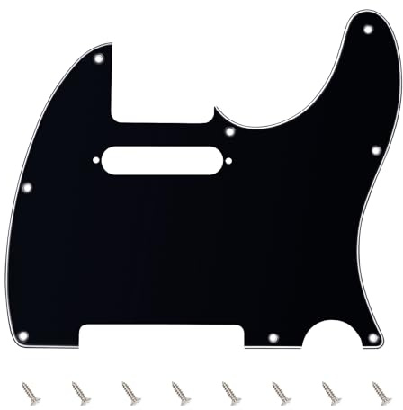 Banworks 3 Ply Tele Pickguard 8-Hole Electric Guitar Pickguard Scratch Plate for USA/Mexican Fender Modern Style Standard Tele Telecaster JT/HB-03 Glossy Black