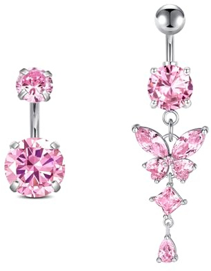 Rajnard Bauchnabelpiercing Gold Silber Chirurgenstahl Schmetterling Bananabells Piercing Schmuck 6mm 8mm 10mm 12mm 14mm Stablänge