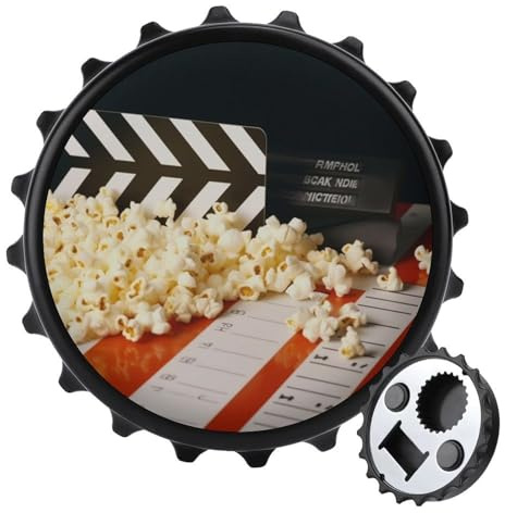 Décapsuleur aimanté pour réfrigérateur, tableau de cinéma et pop-corn, aimants de réfrigérateur puissants, décapsuleur pour homme et femme