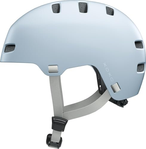 ABUS Fahrradhelm XOXO - Cityhelm im Skater-Look - Helm für Skateboard, Fahrrad, Scooter - mit optimiertem Kinnpolster - für Jugendliche und Erwachsene - Größe M, Blau