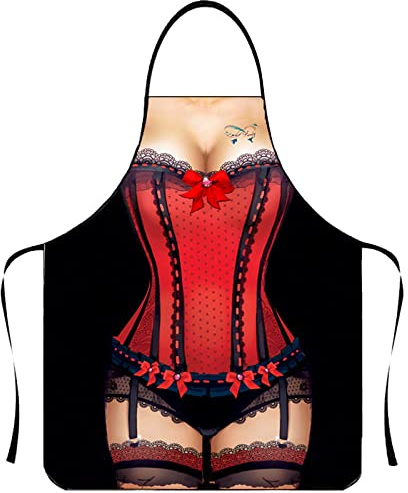 Raopuzi Kochschürze für Herren, Grillschürze, Party, Geschenk für Männer und Frauen, lustige und sexy Küchenschürze für Männer, ideal zum Backen, Töpferei und Grillen, K, One size